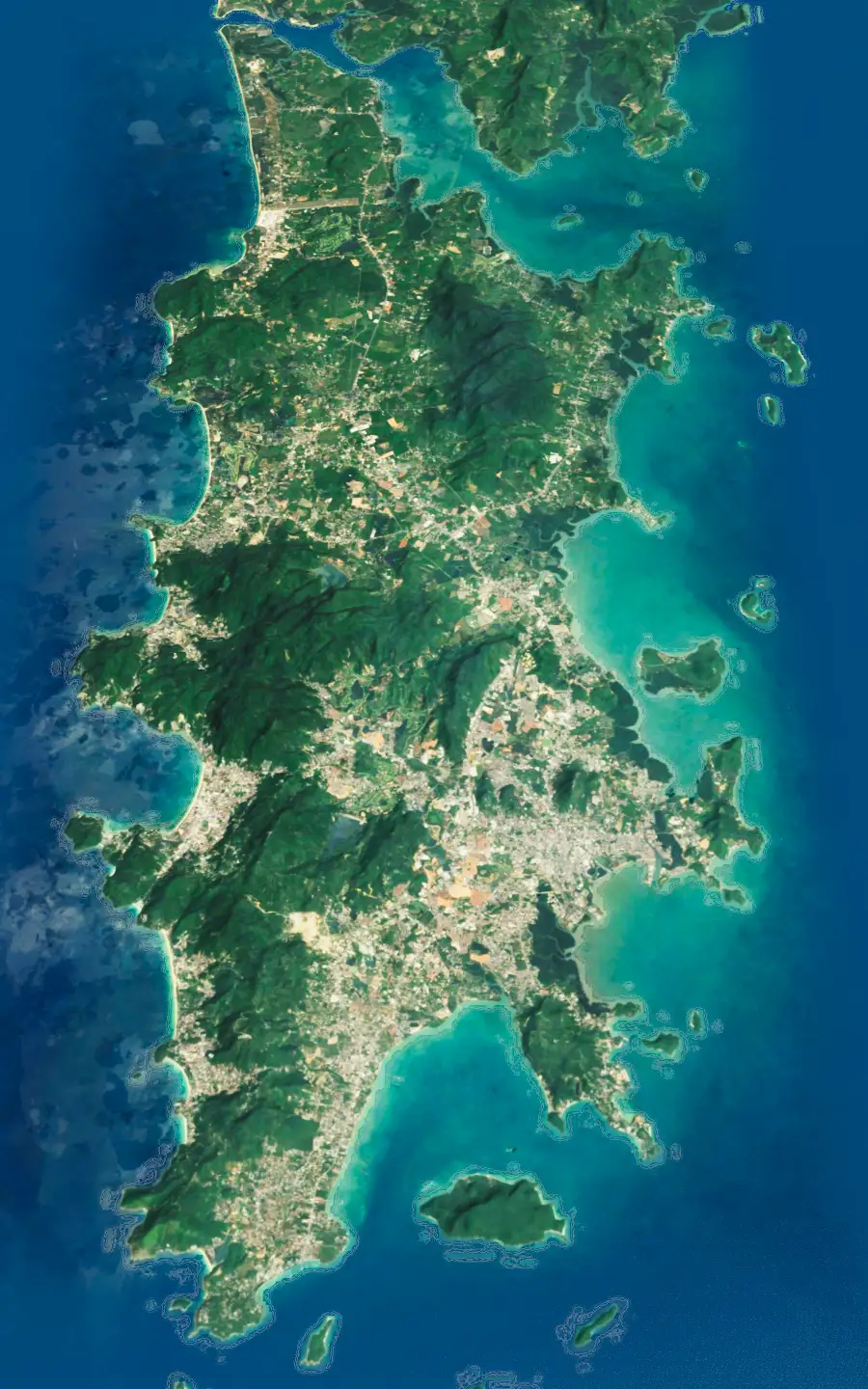 Aerial image of Phuket island, north at the top